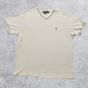 Ralph Lauren Vintage 90s Preppy Men's Blue V-Neck Tee